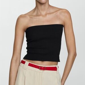 Mango Cotton Bandeau Top in Black size Medium